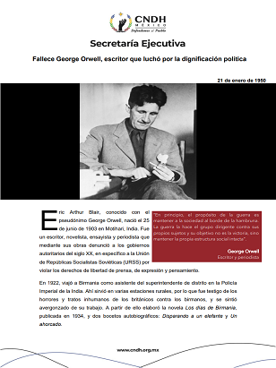 Fallece George Orwell, escritor que luchó por la dignificación política