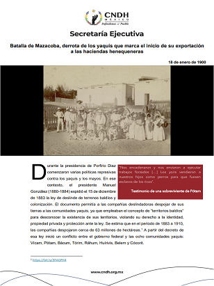 Batalla de Mazacoba, derrota de los yaquis que marca el inicio de su exportación  a las haciendas henequeneras
