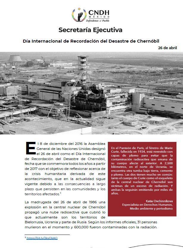 Día Internacional de Recordación del Desastre de Chernóbil