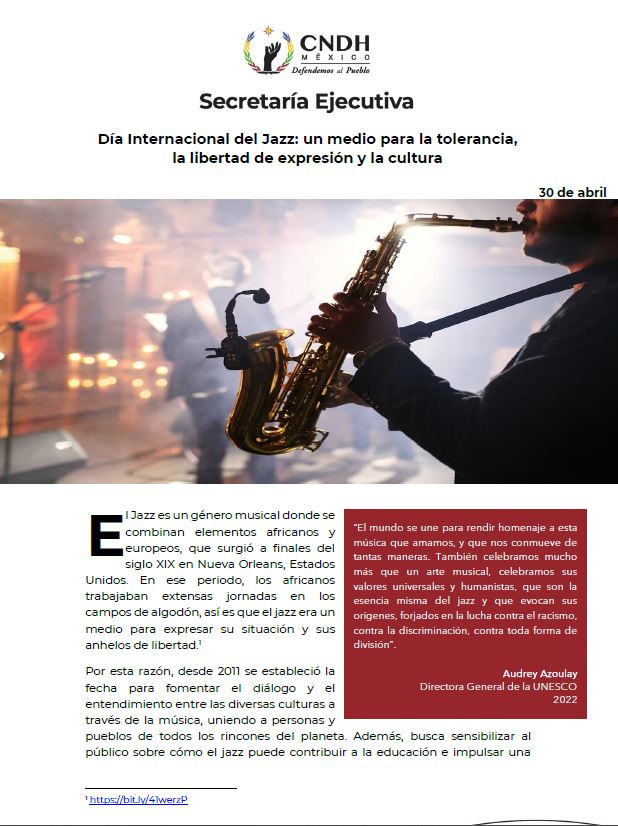 Día Internacional del Jazz: un medio para la tolerancia, la libertad de expresión y la cultura