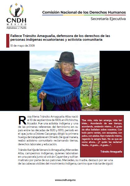 Fallece Tránsito Amaguaña, defensora de los derechos de las personas indígenas ecuatorianas y activista comunitaria