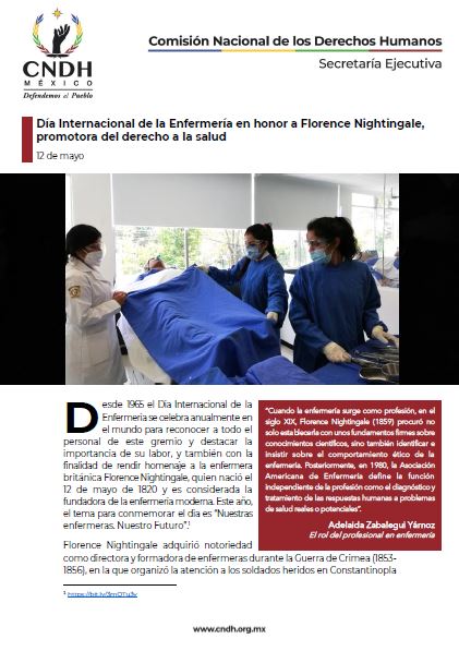 Día Internacional de la Enfermería en honor a Florence Nightingale, promotora del derecho a la salud