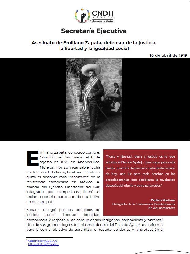 Asesinato de Emiliano Zapata, defensor de la justicia, la libertad y la igualdad social