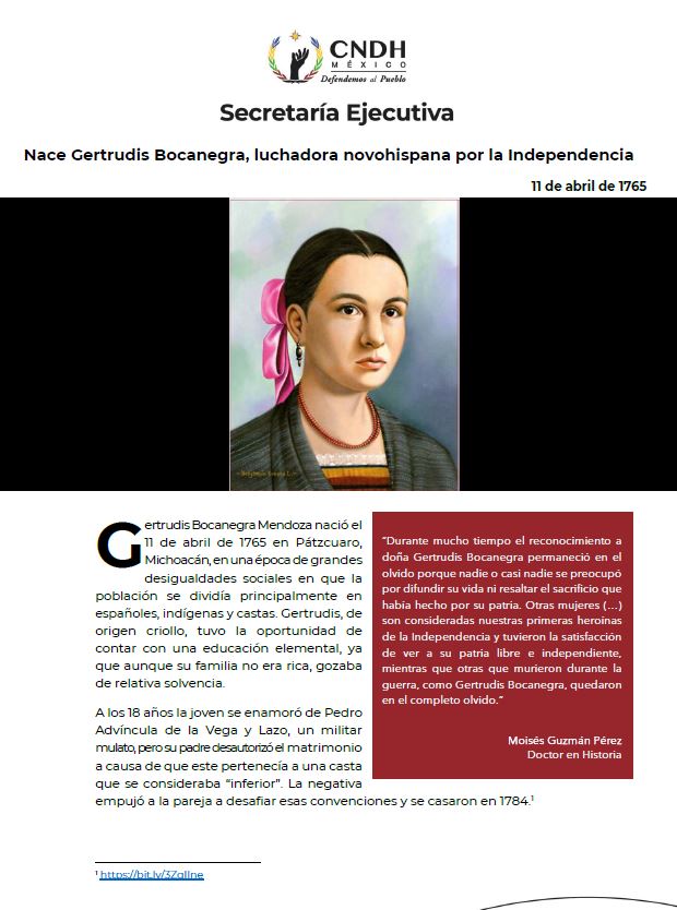 Nace Gertrudis Bocanegra, luchadora novohispana por la Independencia