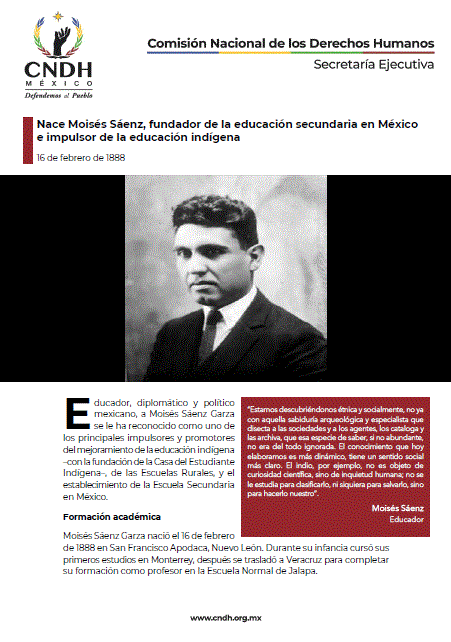 Nace Moisés Sáenz, fundador de la educación secundaria en México e impulsor de la educación indígena