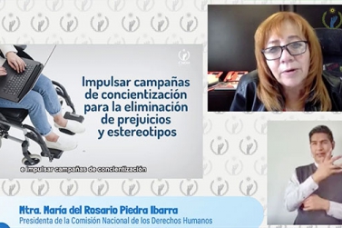 La presidenta de la CNDH, Rosario Piedra Ibarra, presentó el Informe Especial sobre Violencia y Los Derechos Sexuales y Reproductivos de las Niñas, Adolescentes y Mujeres con Discapacidad en México 