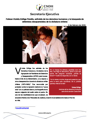 Fallece Violeta Zúñiga Peralta, activista de los derechos humanos y la búsqueda de detenidos desaparecidos de la dictadura chilena