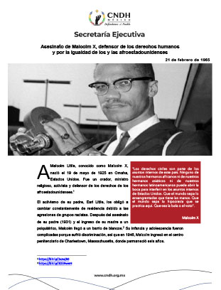 Asesinato de Malcolm X, defensor de los derechos humanos y por la igualdad de los y las afroestadounidenses