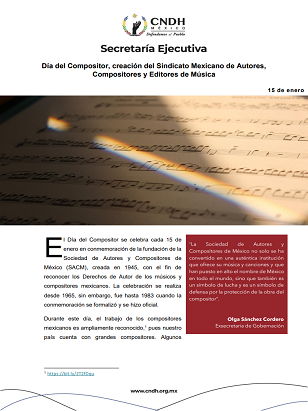 Día del Compositor, creación del Sindicato Mexicano de Autores,  Compositores y Editores de Música