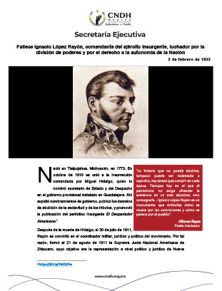 Fallece Ignacio López Rayón, comandante del ejército insurgente, luchador por la división de poderes y por el derecho a la autonomía de la Nación