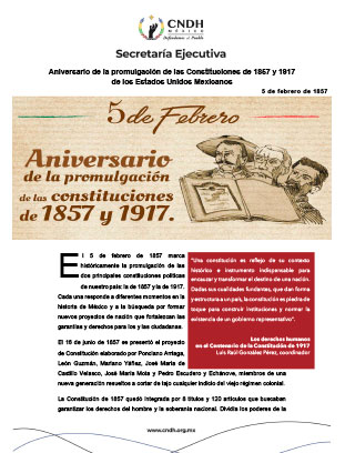 Aniversario de la promulgación de las Constituciones de 1857 y 1917 de los Estados Unidos Mexicanos