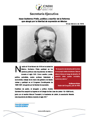Nace Guillermo Prieto, político y escritor de la Reforma que abogó por la libertad de expresión en México