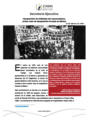 Desaparición de militantes del vasconcelismo, primer caso de desaparición forzada en México