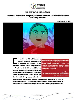 Hechos de violencia en Zongolica, Veracruz. Ernestina Ascencio fue víctima de violación y asesinato