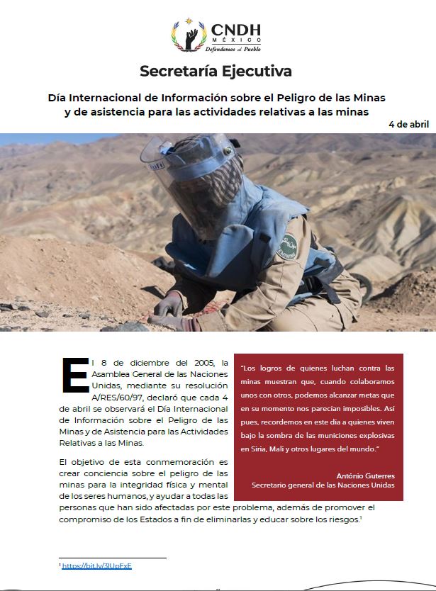 Día Internacional de Información sobre el Peligro de las Minas y de asistencia para las actividades relativas a las minas