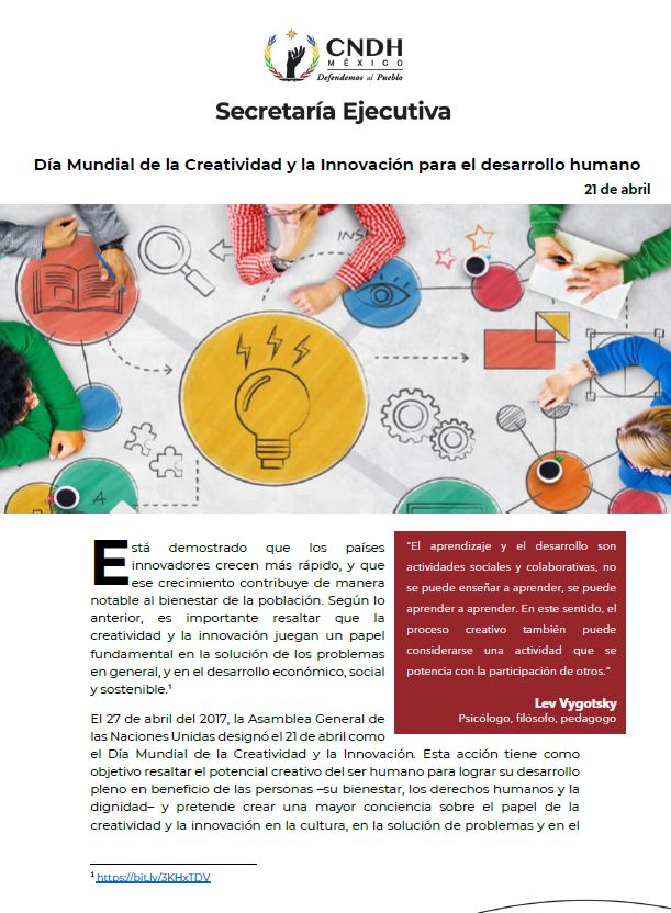 Día Mundial de la Creatividad y la Innovación para el desarrollo humano