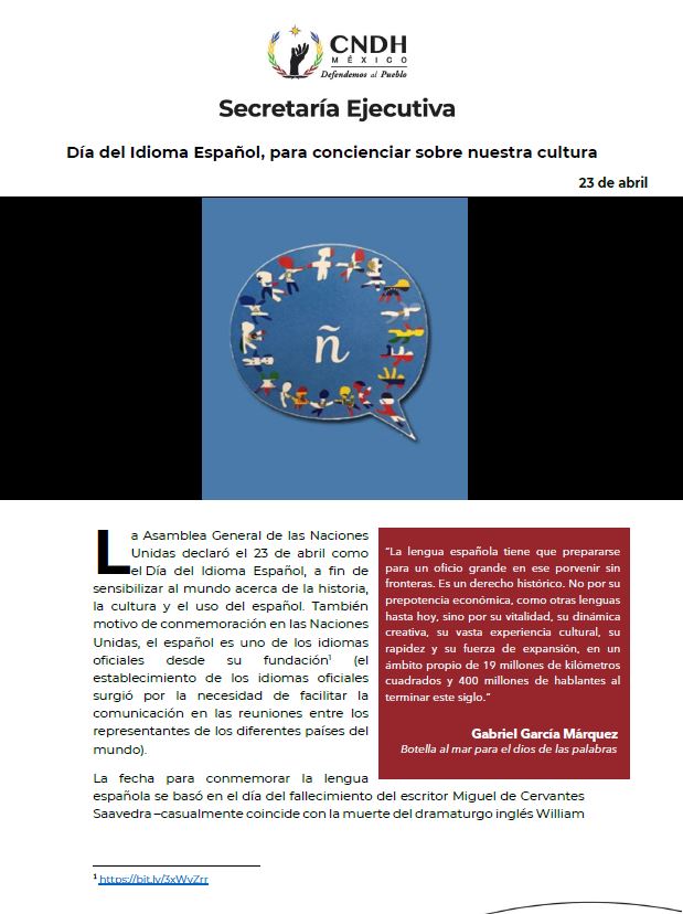 Día del Idioma Español, para concienciar sobre nuestra cultura