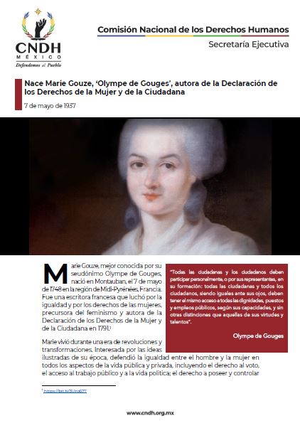 Nace Marie Gouze, ‘Olympe de Gouges’, autora de la Declaración de los Derechos de la Mujer y de la Ciudadana