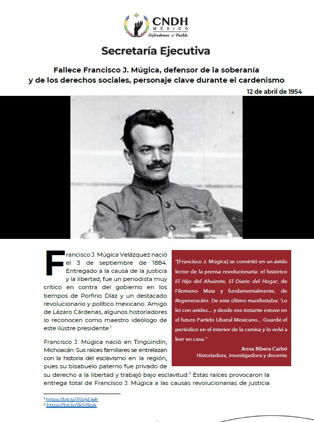 Fallece Francisco J. Múgica, defensor de la soberanía y de los derechos sociales, personaje clave durante el cardenismo