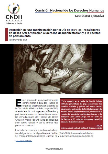 Represión de una manifestación por el Día de los y las Trabajadoras en Bellas Artes, violación al derecho de manifestación y a la libertad de pensamiento