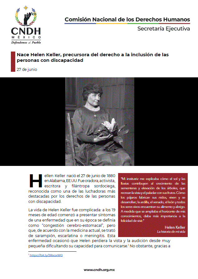 Nace Helen Keller, precursora del derecho a la inclusión de las personas con discapacidad