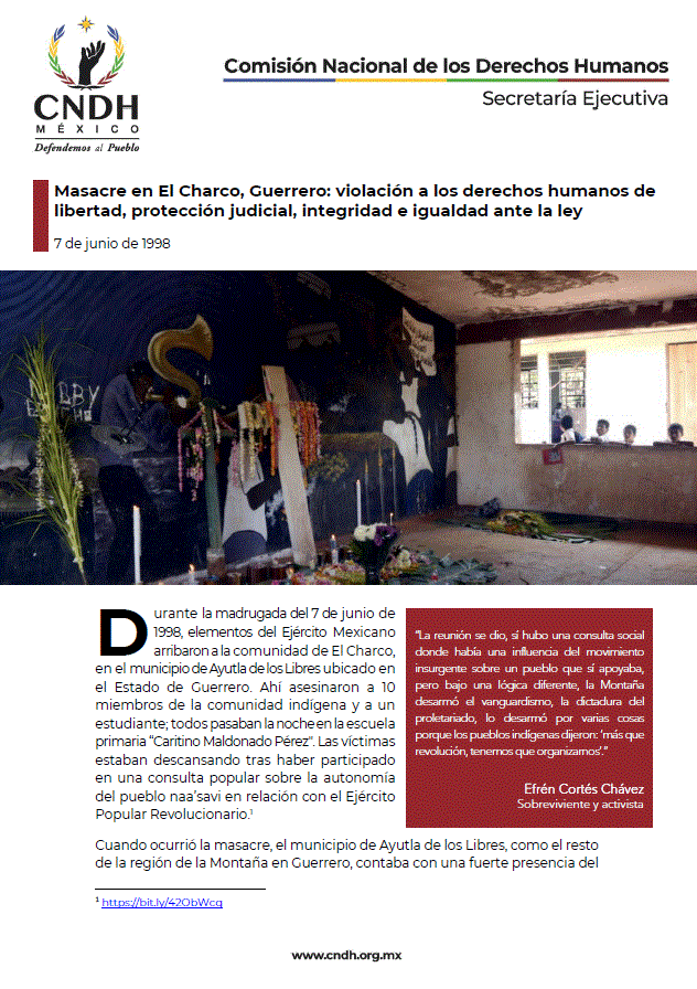 Masacre en El Charco, Guerrero: violación a los derechos humanos de libertad, protección judicial, integridad e igualdad ante la ley