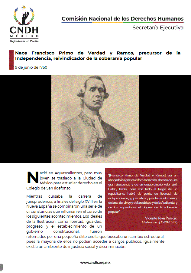 Nace Francisco Primo de Verdad y Ramos, precursor de la Independencia, reivindicador de la soberanía popular