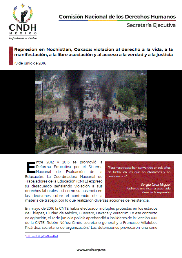 Represión en Nochixtlán, Oaxaca: violación al derecho a la vida, a la manifestación, a la libre asociación y al acceso a la verdad y a la justicia