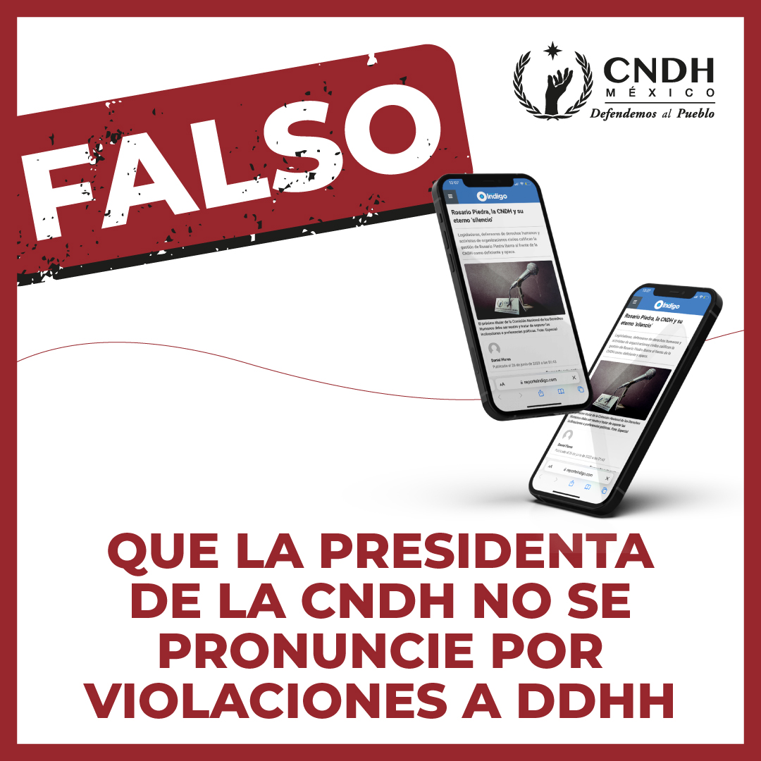 Falso que la Presidenta de la CNDH no se pronuncie por violaciones a DDHH