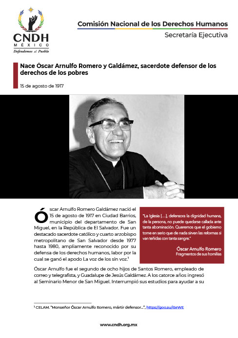 Nace Óscar Arnulfo Romero y Galdámez, sacerdote defensor de los derechos de los pobres
