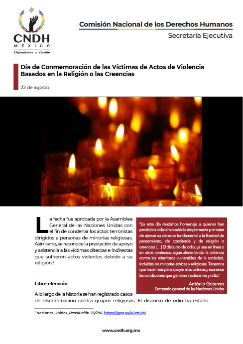 Día de Conmemoración de las Víctimas de Actos de Violencia basados en la Religión o las Creencias