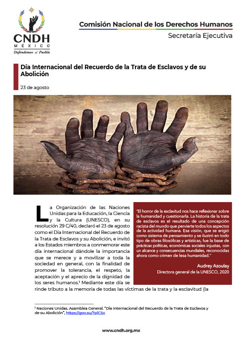 Día Internacional del Recuerdo de la Trata de Esclavos y de su Abolición