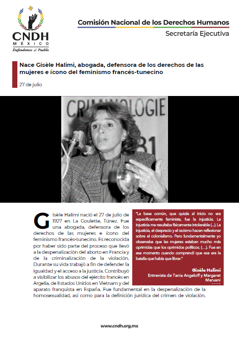 Nace Gisèle Halimi, abogada, defensora de los derechos de las mujeres e ícono del feminismo francés-tunecino