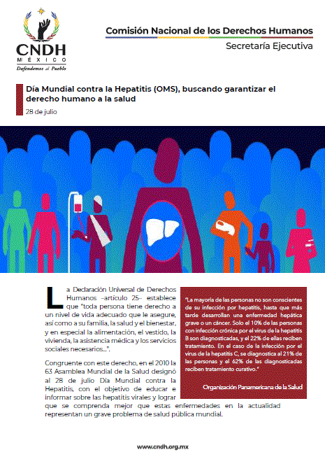 Día Mundial contra la Hepatitis (OMS), buscando garantizar el derecho humano a la salud