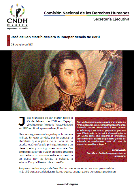 José de San Martín declara la Independencia de Perú