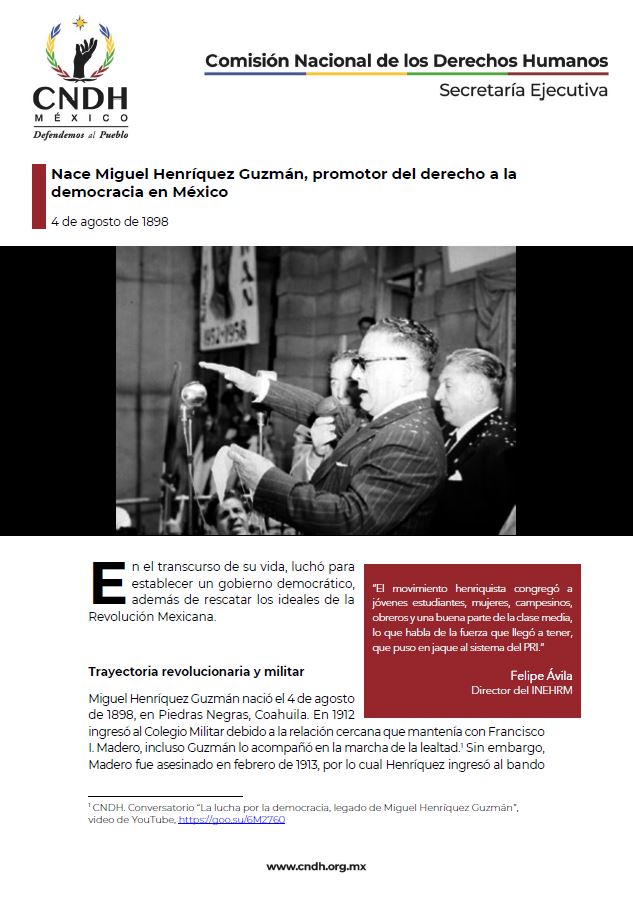 Nace Miguel Henríquez Guzmán, promotor del derecho a la democracia en México