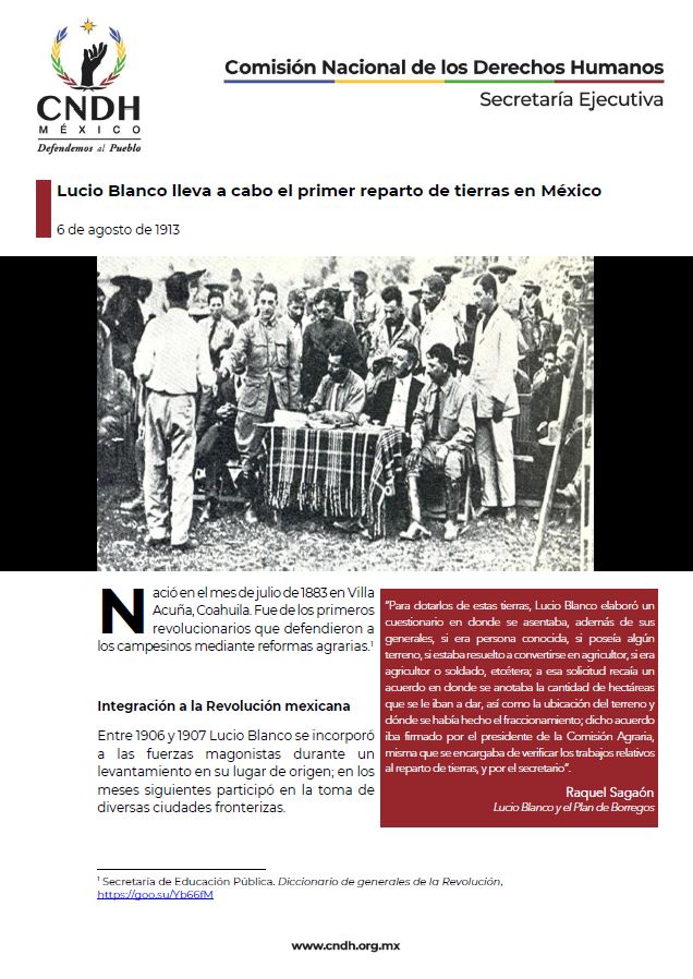 Lucio Blanco lleva a cabo el primer reparto de tierras en México
