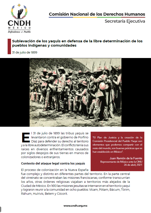 Sublevación de los yaquis en defensa de la libre determinación de los pueblos indígenas y comunidades