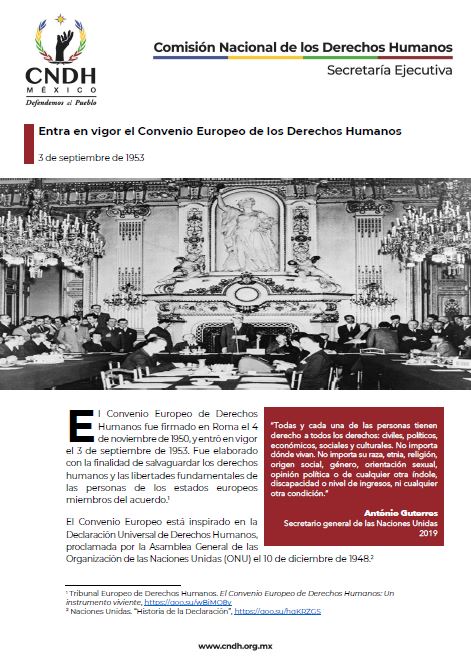 Entra en vigor el Convenio Europeo de los Derechos Humanos