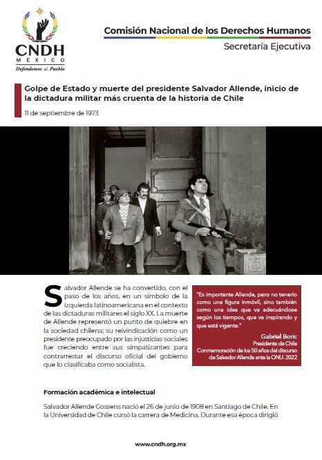 Golpe de Estado y muerte del presidente Salvador Allende, inicio de la dictadura militar más cruenta de la historia de Chile