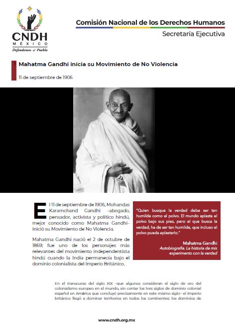 Mahatma Gandhi inicia su Movimiento de No Violencia