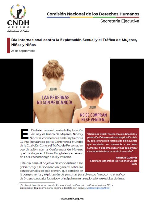 Día Internacional contra la Explotación Sexual y el Tráfico de Mujeres, Niñas y Niños