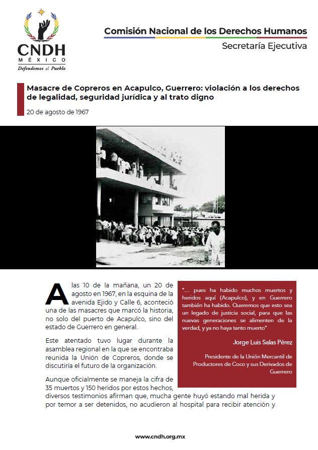 Masacre de Copreros en Acapulco, Guerrero: violación a los derechos de legalidad, seguridad jurídica y al trato digno