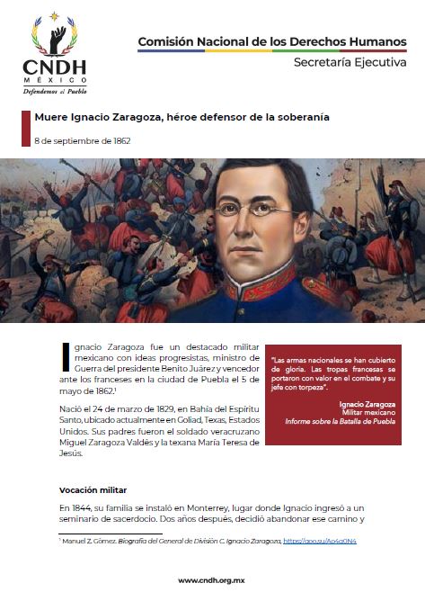 Muere Ignacio Zaragoza, héroe defensor de la soberanía