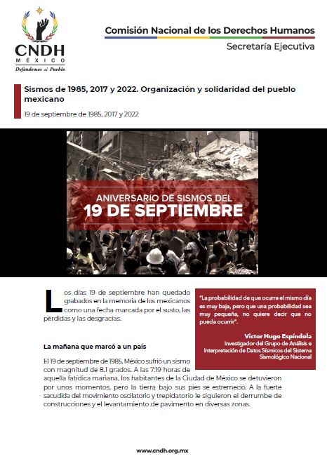 Sismos de 1985, 2017 y 2022. Organización y solidaridad del pueblo mexicano