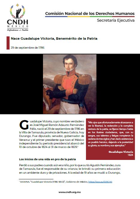 Nace Guadalupe Victoria, Benemérito de la Patria