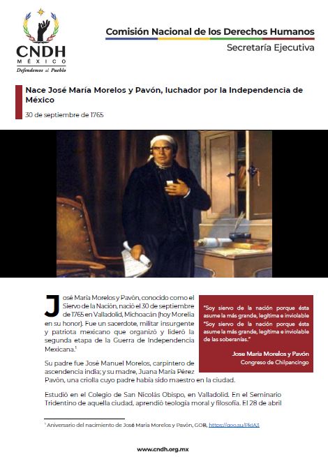Nace José María Morelos y Pavón, luchador por la Independencia de México