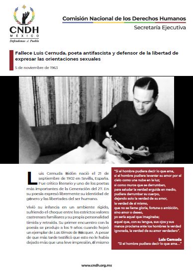 Fallece Luis Cernuda, poeta antifascista y defensor de la libertad de expresar las orientaciones sexuales