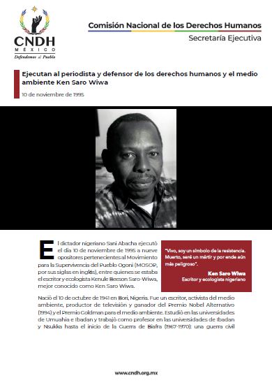 Ejecutan al periodista y defensor de los derechos humanos y el medio ambiente Ken Saro Wiwa