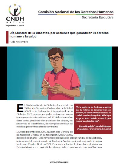 Día Mundial de la Diabetes, por acciones que garanticen el derecho humano a la salud